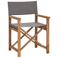 Solid Teak Wood Director's Chair Grey Garden Foldable Camping Seat