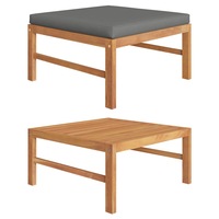 Footrest with Dark Grey Cushion Solid Teak Wood vidaXL