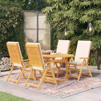 5 Piece Garden Dining Set with Cushions Solid Teak Wood vidaXL