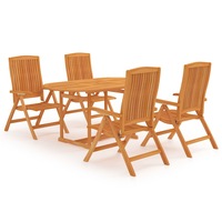 5 Piece Garden Dining Set Solid Teak Wood vidaXL