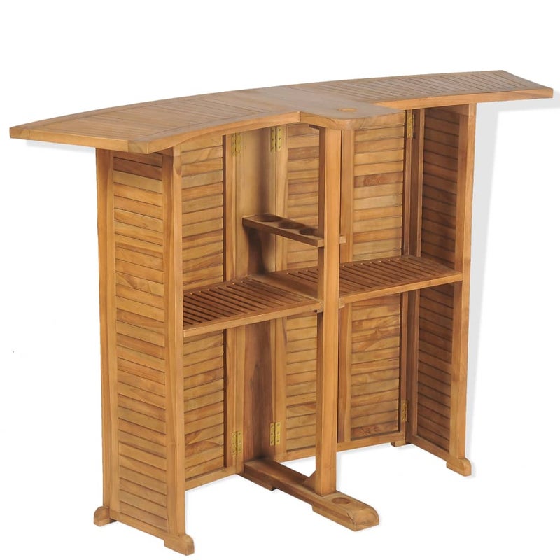 Folding Bar Table 155x53x105 cm Solid Teak Wood MyDeal