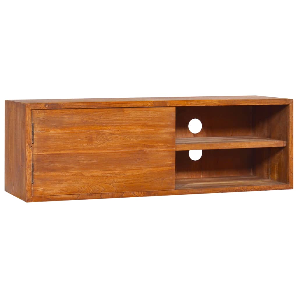 Solid Teak Wood Wall-mounted TV Cabinet 90cm Entertainment Centre Unit