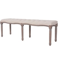 Bench Linen Solid Wood 150x40x48 cm Cream White vidaXL