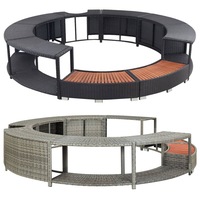 Hot Tub Surround Poly Rattan Weather Resistant Spa Surround Black/Grey vidaXL