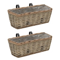 Balcony Planter 2 pcs Wicker with PE Lining 40 cm vidaXL