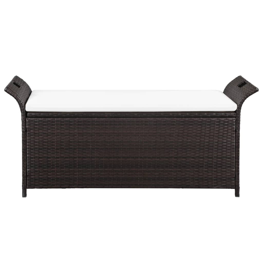 vidaxl storage bench poly rattan 138x50x60cm brown and