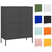 Storage Cabinet Steel Sideboard Cupboard Bookcase Display Black/White vidaXL