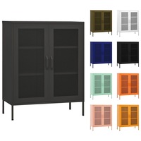 Storage Cabinet White Steel Sideboard Cupboard Cabinet Black/White vidaXL