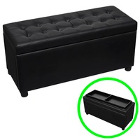 Storage Ottoman Artificial Leather Black vidaXL