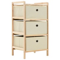 Storage Rack with 3 Fabric Baskets Cedar Wood Beige vidaXL