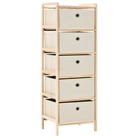 Storage Rack with 5 Fabric Baskets Cedar Wood Beige vidaXL