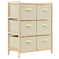Storage Rack with 6 Fabric Baskets Cedar Wood Beige vidaXL