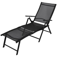 Folding Sun Lounger Aluminium Black vidaXL