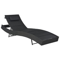 Sun Lounger Poly Rattan and Textilene Black vidaXL