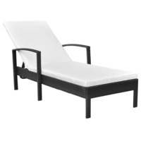 Sun Lounger with Cushion Poly Rattan Black vidaXL
