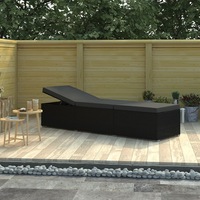 Sun Lounger with Cushion Poly Rattan Black vidaXL