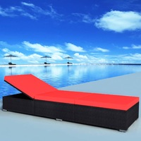 Sun Lounger with Cushion Poly Rattan Black vidaXL