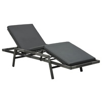 Sun Lounger with Cushion Poly Rattan Grey vidaXL