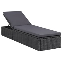 Sunlounger Poly Rattan Black and Dark Grey vidaXL