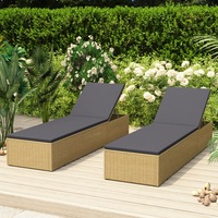 Sunlounger Poly Rattan Brown and Dark Grey vidaXL