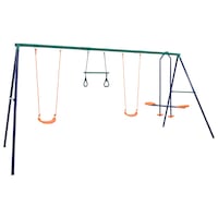 Swing Set with Gymnastic Rings and 4 Seats Steel vidaXL