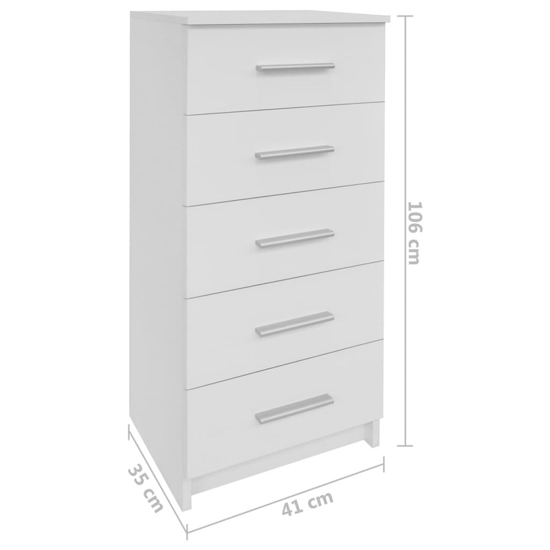 Buy Tall Chest of Drawers Engineered Wood 41x35x106 cm White MyDeal