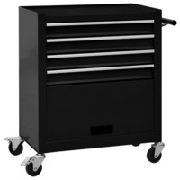 Tool Trolley with 4 Drawers Steel Black vidaXL