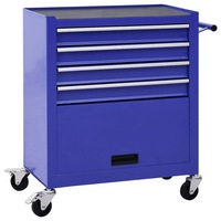 Tool Trolley with 4 Drawers Steel Blue vidaXL