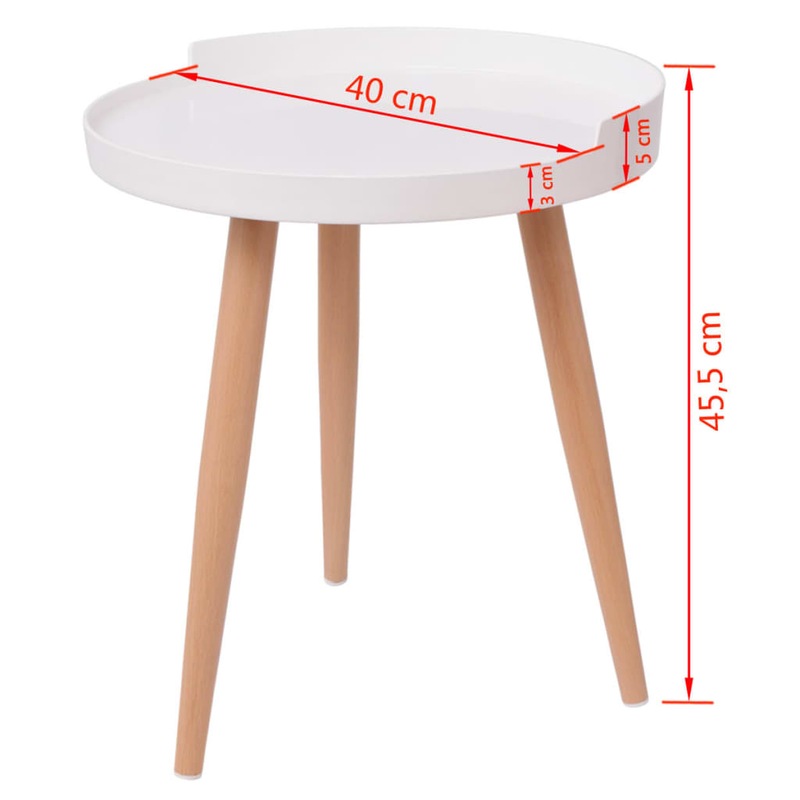 Buy Tray Coffee Table Round 40x45.5 cm White MyDeal