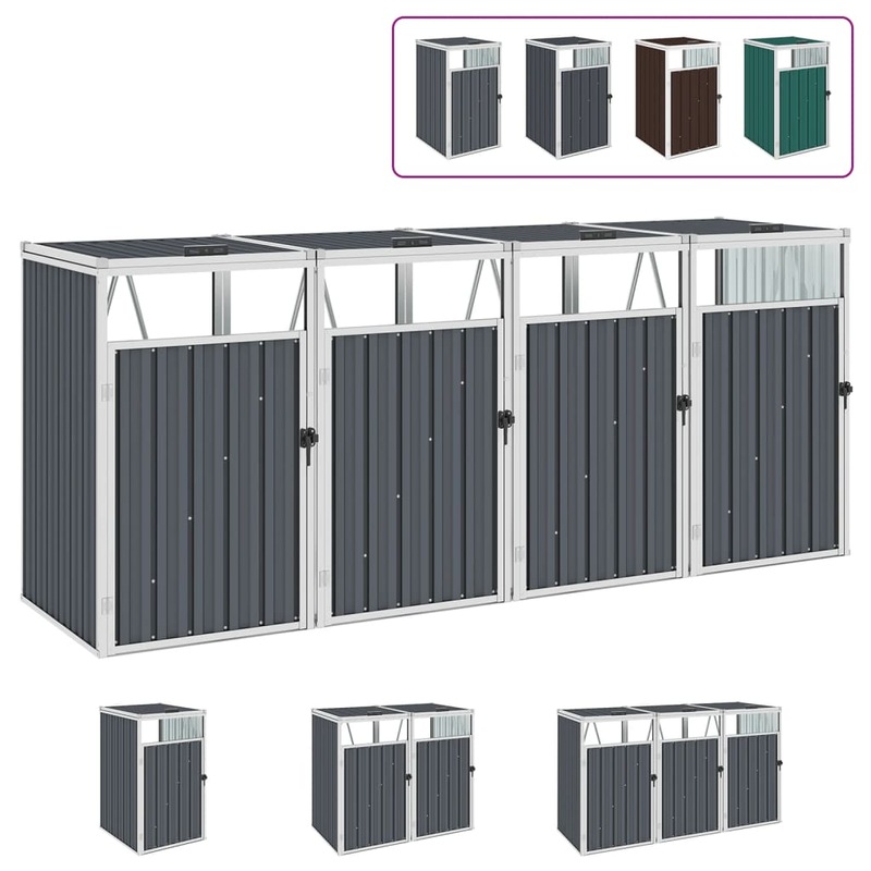 Buy vidaXL Triple Garbage Bin Shed Waste Container Anthracite/Grey