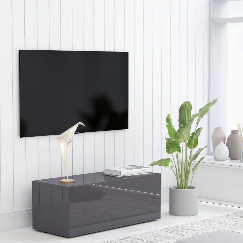 TV Cabinet High Gloss Grey 80x34x30 cm Engineered Wood vidaXL