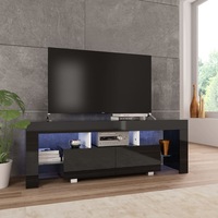 TV Cabinet with LED Lights High Gloss Black 130x35x45 cm vidaXL