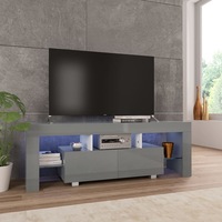 TV Cabinet with LED Lights High Gloss Grey 130x35x45 cm vidaXL