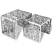 Two Piece Side Tables Square Aluminium Silver vidaXL