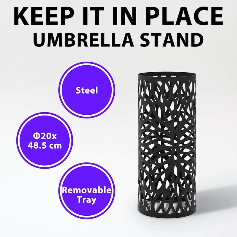 Buy Umbrella Stand Leaves Steel Black vidaXL MyDeal
