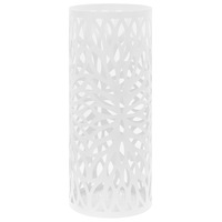 Umbrella Stand Leaves Steel White vidaXL