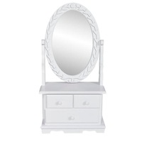 Vanity Makeup Table with Oval Swing Mirror MDF vidaXL