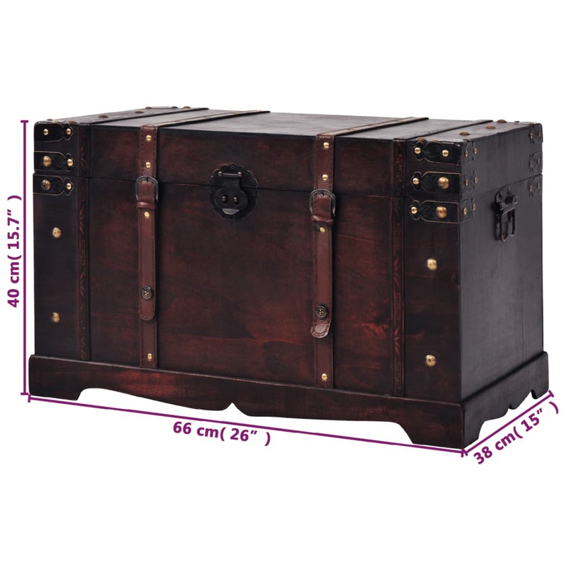 Buy vidaXL Vintage Treasure Chest Wood 66x38x40 cm MyDeal
