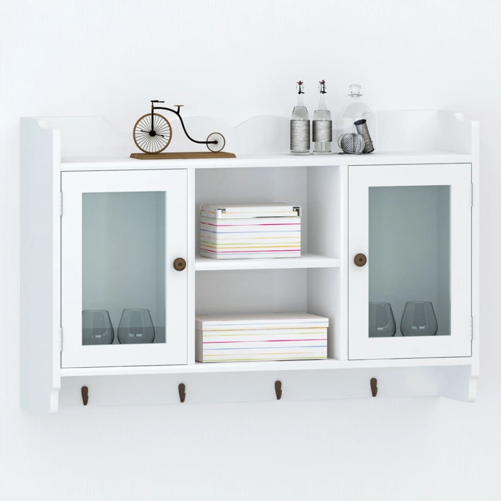 Wall Cabinet Display Shelf Book/DVD/Glass Storage White MDF vidaXL