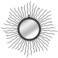 Wall Mirror Sunburst 60 cm Black vidaXL