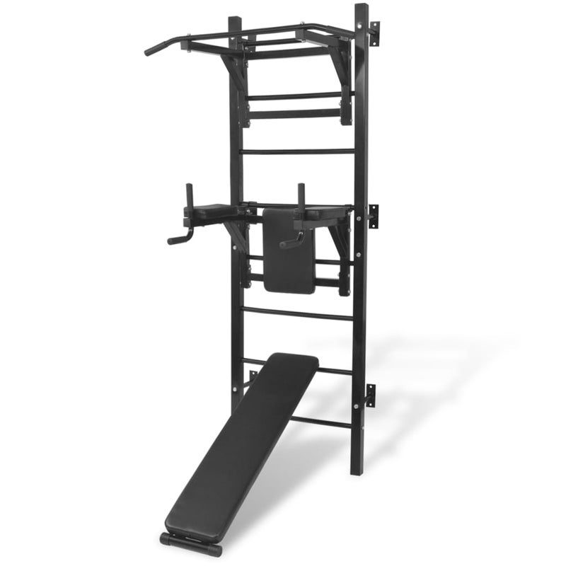 vidaXL Wall-mounted Multi-functional Fitness Power Tower Black Home ...