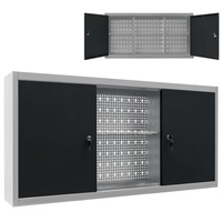 Wall Mounted Tool Cabinet Industrial Style Metal Grey and Black vidaXL