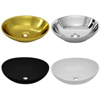 Wash Basin Ceramic Oval-shaped Wash Hand Bathroom Sink Multi Colours vidaXL