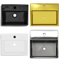 Wash Basin Ceramic Square with Faucet Wash Hand Sink Multi Colours vidaXL