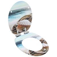 WC Toilet Seat with Soft Close Lid MDF Muschel Design vidaXL