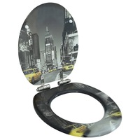 WC Toilet Seat with Soft Close Lid MDF New York Design vidaXL