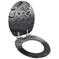 WC Toilet Seat with Soft Close Lid MDF Water Drop Design vidaXL