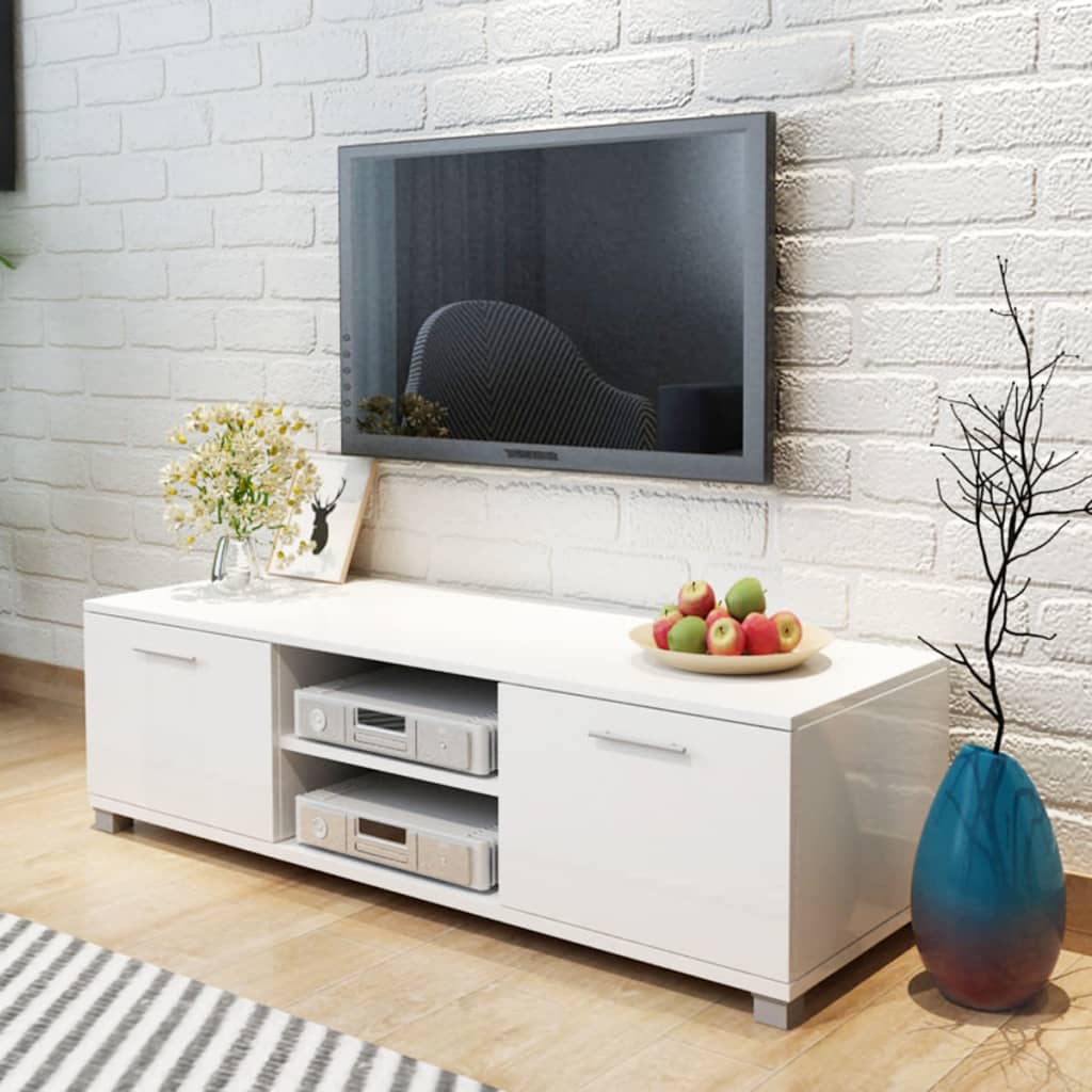 TV Cabinet High-Gloss White 120x40.5x35 cm vidaXL