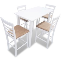 White Wooden Bar Table and 4 Bar Chairs Set vidaXL