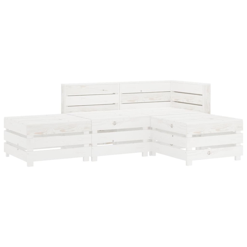 Buy 4 Piece Garden Lounge Set Pallets Wood White vidaXL MyDeal